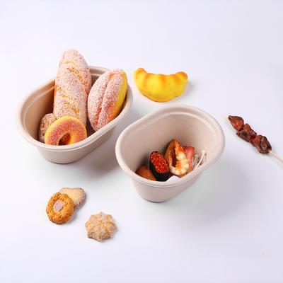 Custom biodegradable natural color bamboo pulp molded food packaging container
