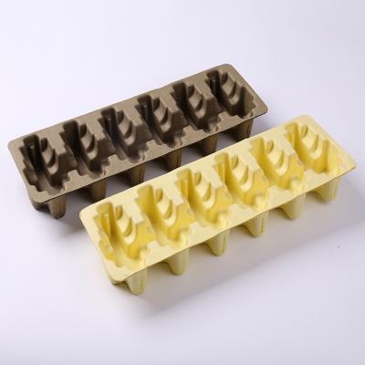 Custom eco friendly sugarcane fiber molded packaging colored paper tray